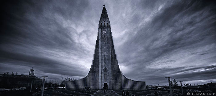 Hallgrímskirkja in Reykjavík, aufgenommen von Stefan Seip, all rights reserved